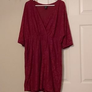 Torrid Cranberry Lace V Neck Dress